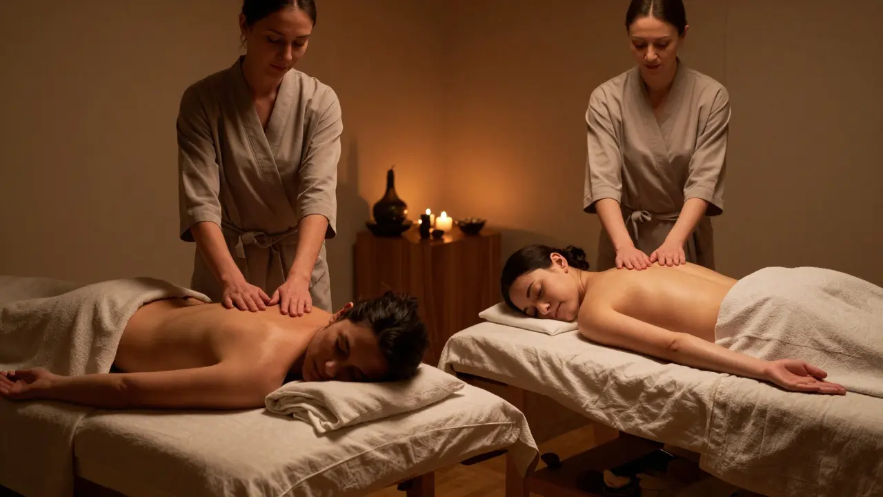Masáž pre dvojicu s dvoma maséri: Čo očakávať v rituáli