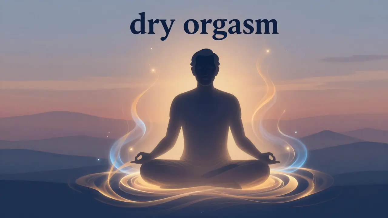 Silueta muža v meditácii s energiou