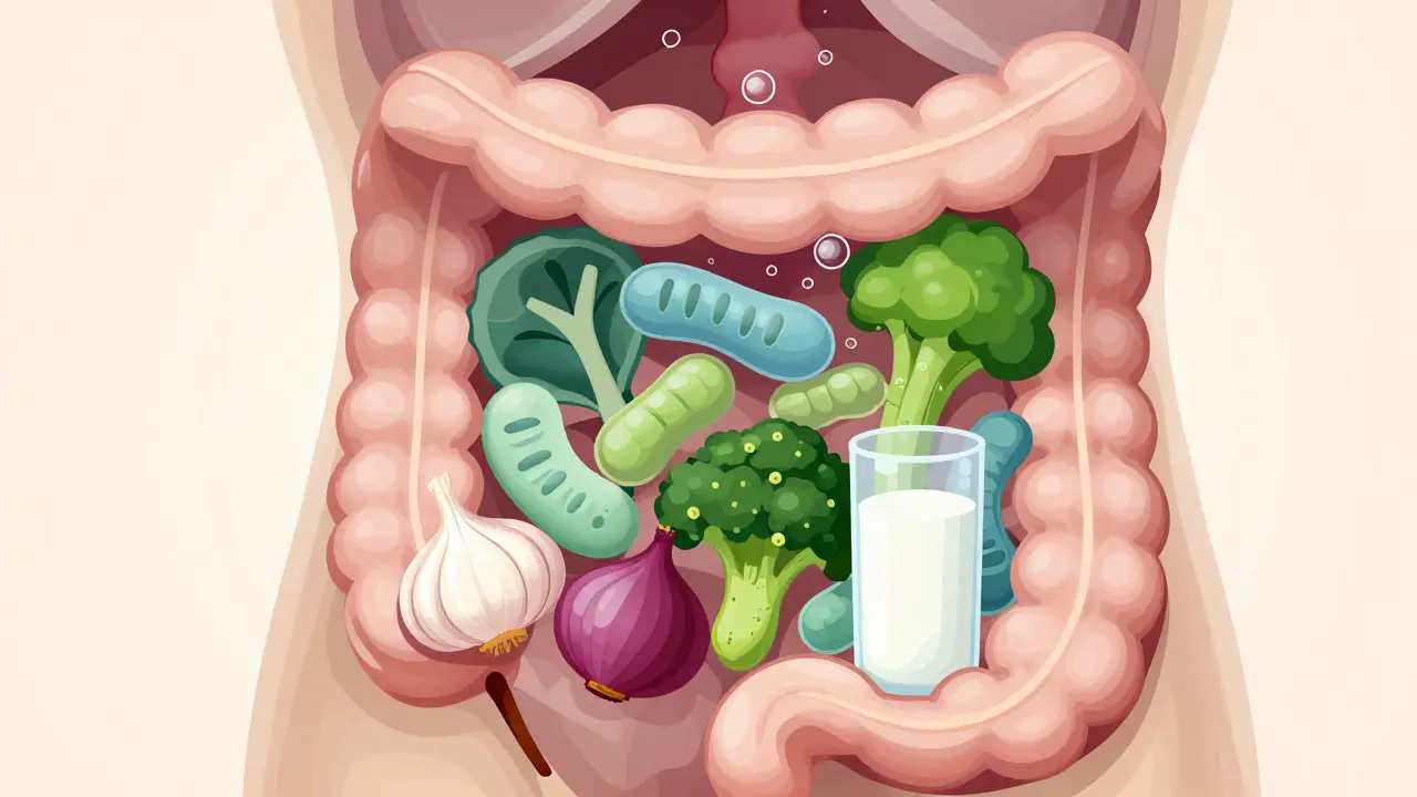 Ilustrácia baktérií fermentujúcich potraviny v črevách